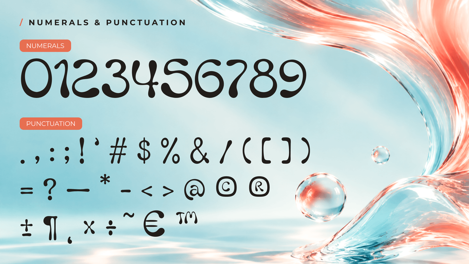FLUMA numerals and punctuation displayed against a pale blue background